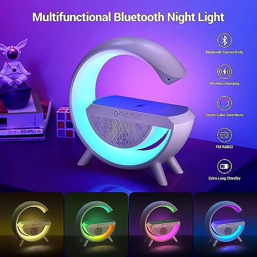 G-Shape LED Wireless Charging Speaker Lamp 4in1